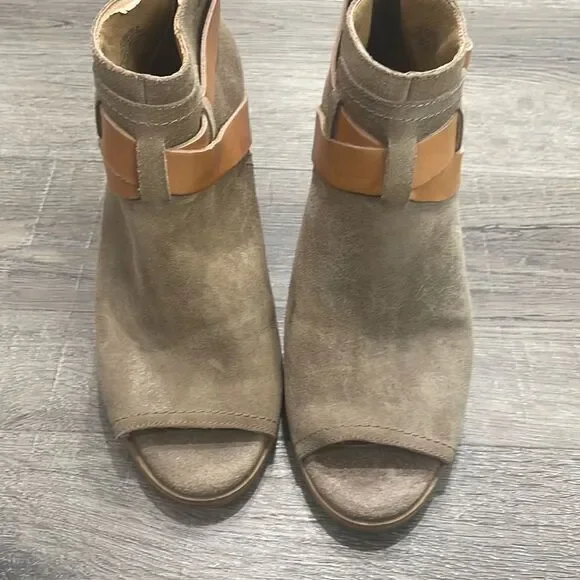 Lucky Brand Leather Peep Toe Wedges Size 6.5 - Picture 3 of 7